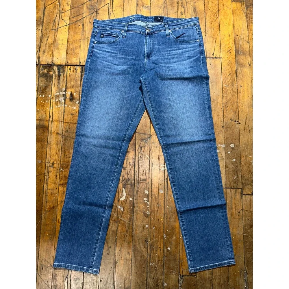 AG Adriano Goldschmied Jeans Men's 32R‎ Blue Denim Stilt Cigarette Leg Preppy